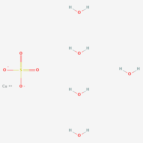 Siarczan miedzi(II) pentahydrat 1 kg — struktura chemiczna 2D (CAS 7758-99-8, wzór CuH10O9S, masa 249.69 g/mol)