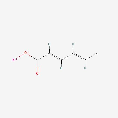Sorbinian potasu 1000 g (CAS 590-00-1) Sorbinian potasu 1000 g — struktura chemiczna 2D (CAS 590-00-1, wzór C6H7KO2, masa 150.22 g/mol)