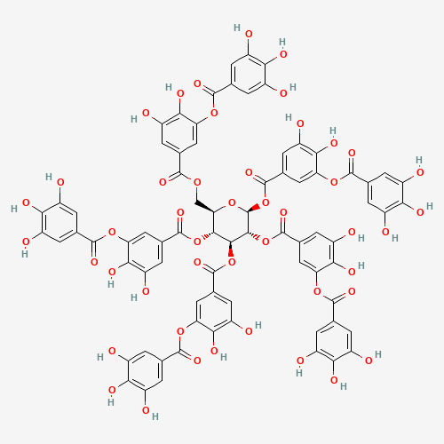 TANINA (Kwas Taninowy) 1kg czysta 96% (CAS 5424-20-4) TANINA (Kwas Taninowy) 1kg czysta 96% — struktura chemiczna 2D (CAS 5424-20-4, wzór C76H52O46, masa 1701.2 g/mol)